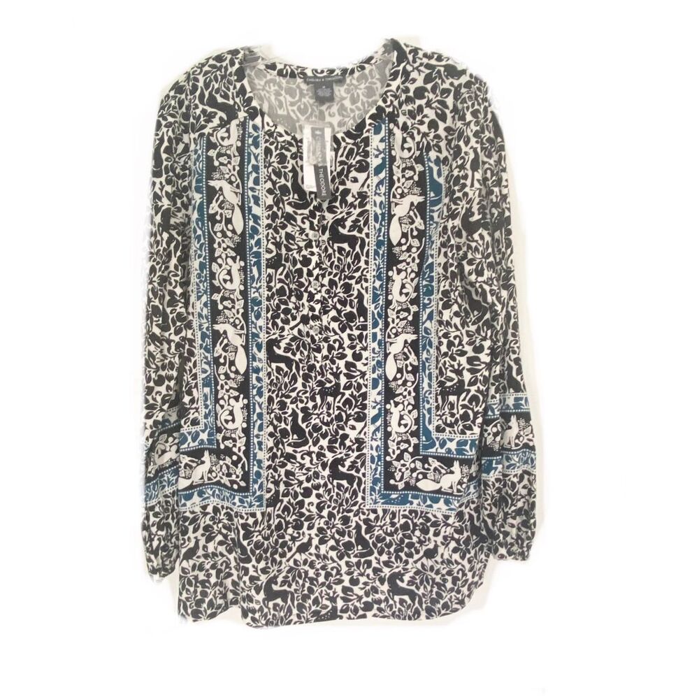 Chelsea and Theodore Floral Tunic 100% Rayon Sz M